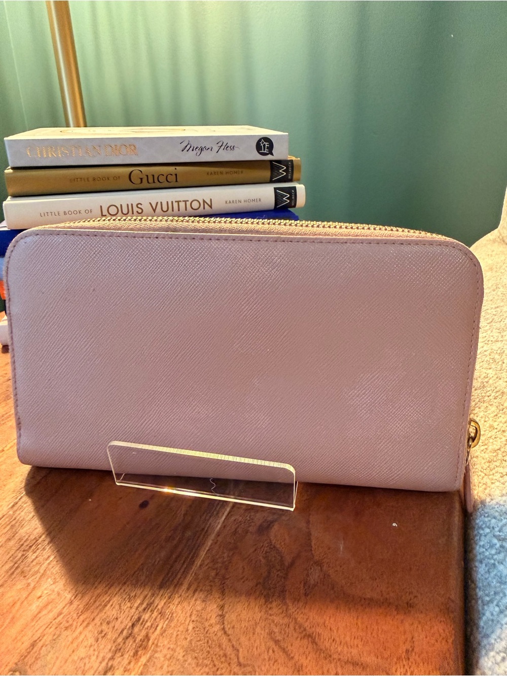 Prada Pink Saffiano Zip-Around Wallet with Bow Accent - Picture 3 of 5